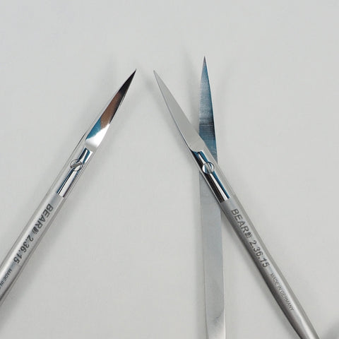 Stitch Scissors with Ribbon Handle, Needle Points, 9.5cm, Straight and Curved - BEAR-ENT