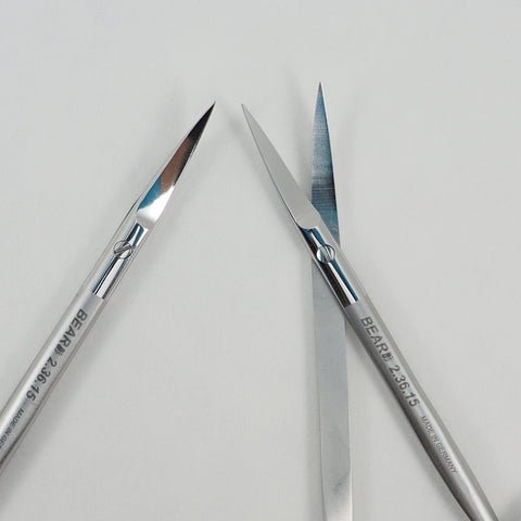 Ribbon Scissors, Iris, 9.0cm and 10.5cm, Straight and Curved - BEAR-ENT