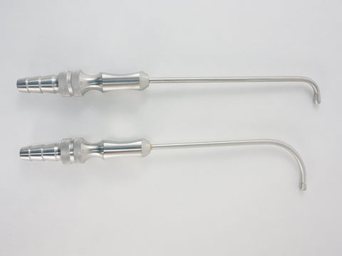 Curved Sinus Suction with Olive tip and frazier handle, comparison of short and long ends