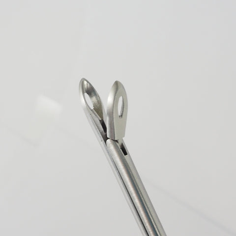 Close up of tip of the Weil-Blakesley Forceps with 4.0mm cups that are Straight, 45Deg. and 90Deg. Up. Made in Germany for durability using German Stainless Steel. BEAR-ENT item #'s 7.06.30, 7.06.31, 7.06.34