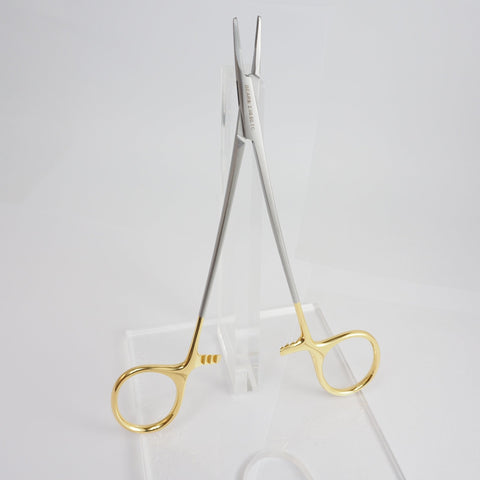 Mini Ryder Needle Holder is suitable for holding small sutures. This instrument has a sharp ratchet to grip handle in surgeries. Besides, it has tips with tungsten carbide inserts to make the needle holder durable and corrosion-resistant.